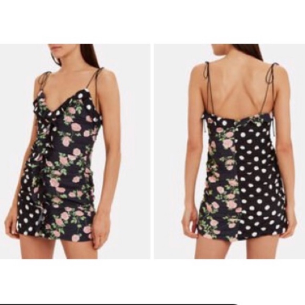 For Love And Lemons Black Floral and Polka Dot Dress - Picture 3 of 7